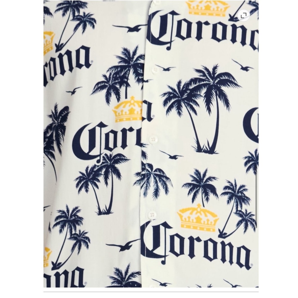 Corona Extra Hawaiian Camp Shirt Mens 2XL Palm Tree Button Front Tropical NWT - Picture 4 of 6